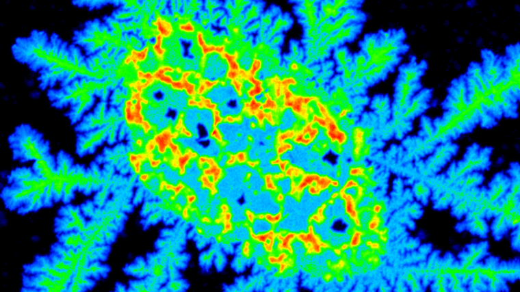 Elementverteilungsbild (Mapping) eines Cu-Partikels aus einer Schlacke